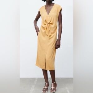 ZARA Knotted Fluid Midi Dress Size Small 2/4